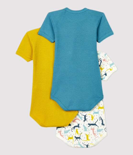 Babies' Cat Patterned Short-Sleeved Cotton and Lyocell Bodysuit - 3-Pack variante 1